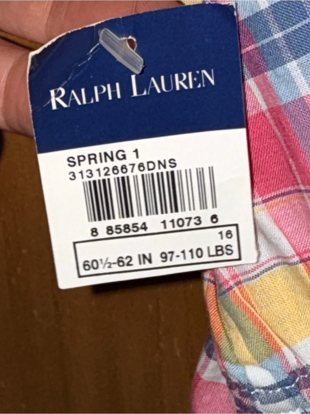 Ralph Lauren Pink Yellow Blue Plaid Ruffle Front Short Sleeve Blouse